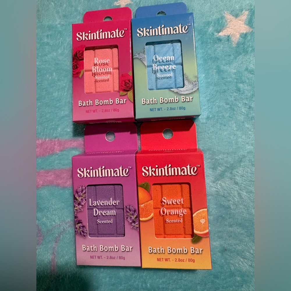 Skintimate Bath Bomb Bar Set - Rose, Blue, Purple, Orange